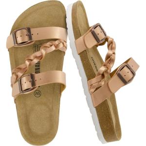 imageCUSHIONAIRE Womens Lizzy Cork Footbed Sandal  Comfortable Adjustable Straps Arch Support Wide Widths Available Boho Chic Summer SlidesRose Gold