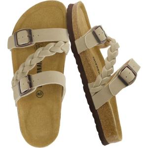 imageCUSHIONAIRE Womens Lizzy Cork Footbed Sandal  Comfortable Adjustable Straps Arch Support Wide Widths Available Boho Chic Summer SlidesStone