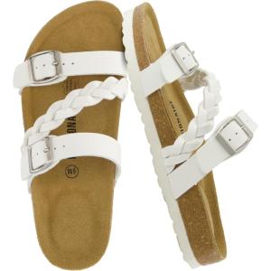 imageCUSHIONAIRE Womens Lizzy Cork Footbed Sandal  Comfortable Adjustable Straps Arch Support Wide Widths Available Boho Chic Summer SlidesWhite