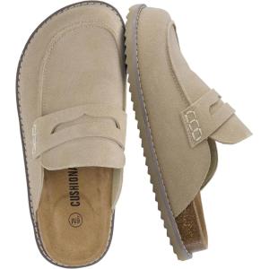imageCUSHIONAIRE Zola Womens Penny Clog Mule  Suede SlipOn with Memory Foam Cork Footbed ampamp Flexible OutsoleBiscuit