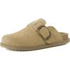 imageCUSHIONAIRE Womens Blain Genuine Suede SlipOn Clogs with  Memory Foam ampamp Chic Buckle Mule  Comfortable NonSlip Wide Widths AvailableBiscuit Suede