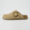 imageCUSHIONAIRE Womens Blain Genuine Suede SlipOn Clogs with  Memory Foam ampamp Chic Buckle Mule  Comfortable NonSlip Wide Widths AvailableBiscuit Suede