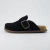 imageCUSHIONAIRE Womens Blain Genuine Suede SlipOn Clogs with  Memory Foam ampamp Chic Buckle Mule  Comfortable NonSlip Wide Widths AvailableBlack Suede