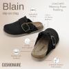 imageCUSHIONAIRE Womens Blain Genuine Suede SlipOn Clogs with  Memory Foam ampamp Chic Buckle Mule  Comfortable NonSlip Wide Widths AvailableBlack Suede