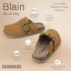imageCUSHIONAIRE Womens Blain Genuine Suede SlipOn Clogs with  Memory Foam ampamp Chic Buckle Mule  Comfortable NonSlip Wide Widths AvailableChestnut Suede