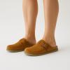 imageCUSHIONAIRE Womens Blain Genuine Suede SlipOn Clogs with  Memory Foam ampamp Chic Buckle Mule  Comfortable NonSlip Wide Widths AvailableChestnut Suede
