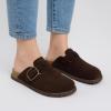 imageCUSHIONAIRE Womens Blain Genuine Suede SlipOn Clogs with  Memory Foam ampamp Chic Buckle Mule  Comfortable NonSlip Wide Widths AvailableChocolate