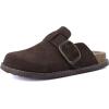 imageCUSHIONAIRE Womens Blain Genuine Suede SlipOn Clogs with  Memory Foam ampamp Chic Buckle Mule  Comfortable NonSlip Wide Widths AvailableChocolate