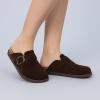 imageCUSHIONAIRE Womens Blain Genuine Suede SlipOn Clogs with  Memory Foam ampamp Chic Buckle Mule  Comfortable NonSlip Wide Widths AvailableChocolate