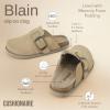 imageCUSHIONAIRE Womens Blain Genuine Suede SlipOn Clogs with  Memory Foam ampamp Chic Buckle Mule  Comfortable NonSlip Wide Widths AvailableKhaki Suede