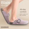 imageCUSHIONAIRE Womens Blain Genuine Suede SlipOn Clogs with  Memory Foam ampamp Chic Buckle Mule  Comfortable NonSlip Wide Widths AvailableLavender