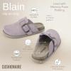 imageCUSHIONAIRE Womens Blain Genuine Suede SlipOn Clogs with  Memory Foam ampamp Chic Buckle Mule  Comfortable NonSlip Wide Widths AvailableLavender