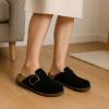 imageCUSHIONAIRE Womens Blain Genuine Suede SlipOn Clogs with  Memory Foam ampamp Chic Buckle Mule  Comfortable NonSlip Wide Widths AvailableLavender