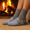 imageCUSHIONAIRE Womens Blain Genuine Suede SlipOn Clogs with  Memory Foam ampamp Chic Buckle Mule  Comfortable NonSlip Wide Widths AvailableLight Blue