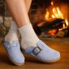 imageCUSHIONAIRE Womens Blain Genuine Suede SlipOn Clogs with  Memory Foam ampamp Chic Buckle Mule  Comfortable NonSlip Wide Widths AvailableLight Blue