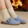 imageCUSHIONAIRE Womens Blain Genuine Suede SlipOn Clogs with  Memory Foam ampamp Chic Buckle Mule  Comfortable NonSlip Wide Widths AvailableLight Blue