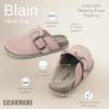 imageCUSHIONAIRE Womens Blain Genuine Suede SlipOn Clogs with  Memory Foam ampamp Chic Buckle Mule  Comfortable NonSlip Wide Widths AvailableLight Pink