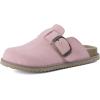 imageCUSHIONAIRE Womens Blain Genuine Suede SlipOn Clogs with  Memory Foam ampamp Chic Buckle Mule  Comfortable NonSlip Wide Widths AvailableLight Pink
