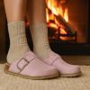 imageCUSHIONAIRE Womens Blain Genuine Suede SlipOn Clogs with  Memory Foam ampamp Chic Buckle Mule  Comfortable NonSlip Wide Widths AvailableLight Pink