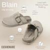 imageCUSHIONAIRE Womens Blain Genuine Suede SlipOn Clogs with  Memory Foam ampamp Chic Buckle Mule  Comfortable NonSlip Wide Widths AvailablePutty