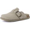 imageCUSHIONAIRE Womens Blain Genuine Suede SlipOn Clogs with  Memory Foam ampamp Chic Buckle Mule  Comfortable NonSlip Wide Widths AvailablePutty
