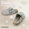 imageCUSHIONAIRE Womens Blain Genuine Suede SlipOn Clogs with  Memory Foam ampamp Chic Buckle Mule  Comfortable NonSlip Wide Widths AvailableSage