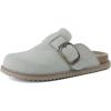imageCUSHIONAIRE Womens Blain Genuine Suede SlipOn Clogs with  Memory Foam ampamp Chic Buckle Mule  Comfortable NonSlip Wide Widths AvailableSage