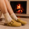 imageCUSHIONAIRE Womens Blain Genuine Suede SlipOn Clogs with  Memory Foam ampamp Chic Buckle Mule  Comfortable NonSlip Wide Widths AvailableSand Suede