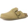 imageCUSHIONAIRE Womens Blain Genuine Suede SlipOn Clogs with  Memory Foam ampamp Chic Buckle Mule  Comfortable NonSlip Wide Widths AvailableSand Suede