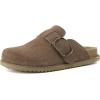 imageCUSHIONAIRE Womens Blain Genuine Suede SlipOn Clogs with  Memory Foam ampamp Chic Buckle Mule  Comfortable NonSlip Wide Widths AvailableTaupe Suede