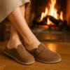 imageCUSHIONAIRE Womens Blain Genuine Suede SlipOn Clogs with  Memory Foam ampamp Chic Buckle Mule  Comfortable NonSlip Wide Widths AvailableTaupe Suede