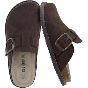 imageCUSHIONAIRE Womens Blain Genuine Suede SlipOn Clogs with  Memory Foam ampamp Chic Buckle Mule  Comfortable NonSlip Wide Widths AvailableChocolate