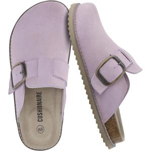imageCUSHIONAIRE Womens Blain Genuine Suede SlipOn Clogs with  Memory Foam ampamp Chic Buckle Mule  Comfortable NonSlip Wide Widths AvailableLavender
