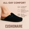 imageCUSHIONAIRE Hana  Genuine Leather Suede Classic Clog Womens Shoes  Slip On Mule Comfortable Shoes for WomenBlack