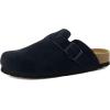 imageCUSHIONAIRE Hana  Genuine Leather Suede Classic Clog Womens Shoes  Slip On Mule Comfortable Shoes for WomenBlack