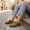 imageCUSHIONAIRE Hana  Genuine Leather Suede Classic Clog Womens Shoes  Slip On Mule Comfortable Shoes for WomenBrown