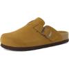 imageCUSHIONAIRE Hana  Genuine Leather Suede Classic Clog Womens Shoes  Slip On Mule Comfortable Shoes for WomenCamel