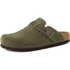 imageCUSHIONAIRE Hana  Genuine Leather Suede Classic Clog Womens Shoes  Slip On Mule Comfortable Shoes for WomenKhaki