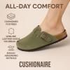 imageCUSHIONAIRE Hana  Genuine Leather Suede Classic Clog Womens Shoes  Slip On Mule Comfortable Shoes for WomenKhaki