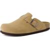 imageCUSHIONAIRE Hana  Genuine Leather Suede Classic Clog Womens Shoes  Slip On Mule Comfortable Shoes for WomenSand
