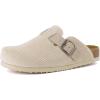 imageCUSHIONAIRE Hana Womens Clogs  Comfortable Vegan Suede Clogs for Women  Slip On Potato Shoes with Cork Footbed ampamp Arch Support  Memory Foam Wide Widths AvailableBeige Corduroy