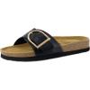 imageCUSHIONAIRE Leeds Sandals for Women Slip On Big Buckle Slide Womens Sandals with Memory Foam Footbed Comfortable Summer FootwearBlack