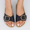 imageCUSHIONAIRE Leeds Sandals for Women Slip On Big Buckle Slide Womens Sandals with Memory Foam Footbed Comfortable Summer FootwearBlack