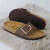 imageCUSHIONAIRE Leeds Sandals for Women Slip On Big Buckle Slide Womens Sandals with Memory Foam Footbed Comfortable Summer FootwearBrown