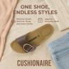 imageCUSHIONAIRE Leeds Sandals for Women Slip On Big Buckle Slide Womens Sandals with Memory Foam Footbed Comfortable Summer FootwearBrown