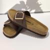 imageCUSHIONAIRE Leeds Sandals for Women Slip On Big Buckle Slide Womens Sandals with Memory Foam Footbed Comfortable Summer FootwearBrown