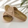 imageCUSHIONAIRE Leeds Sandals for Women Slip On Big Buckle Slide Womens Sandals with Memory Foam Footbed Comfortable Summer FootwearNude