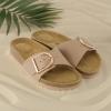 imageCUSHIONAIRE Leeds Sandals for Women Slip On Big Buckle Slide Womens Sandals with Memory Foam Footbed Comfortable Summer FootwearNude
