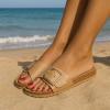 imageCUSHIONAIRE Leeds Sandals for Women Slip On Big Buckle Slide Womens Sandals with Memory Foam Footbed Comfortable Summer FootwearNude