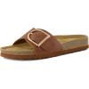 imageCUSHIONAIRE Leeds Sandals for Women Slip On Big Buckle Slide Womens Sandals with Memory Foam Footbed Comfortable Summer FootwearWhiskey